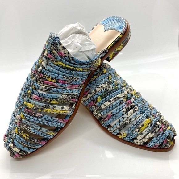 GLORIA Multicolor Snake Leather Sandal Slip On 7B - Picture 1 of 7